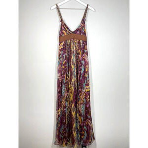 CATHERINE MALANDRINO 100% Silk Flowy Maxi Dress 2